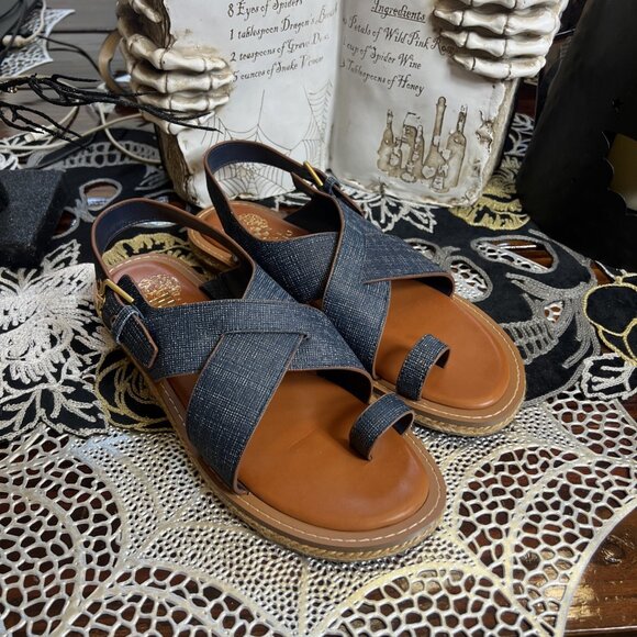 Vince Camuto Shoes - Vince Camuto Leather Adjustable Crossband Sandals Ciela Blue Shoes size 9
